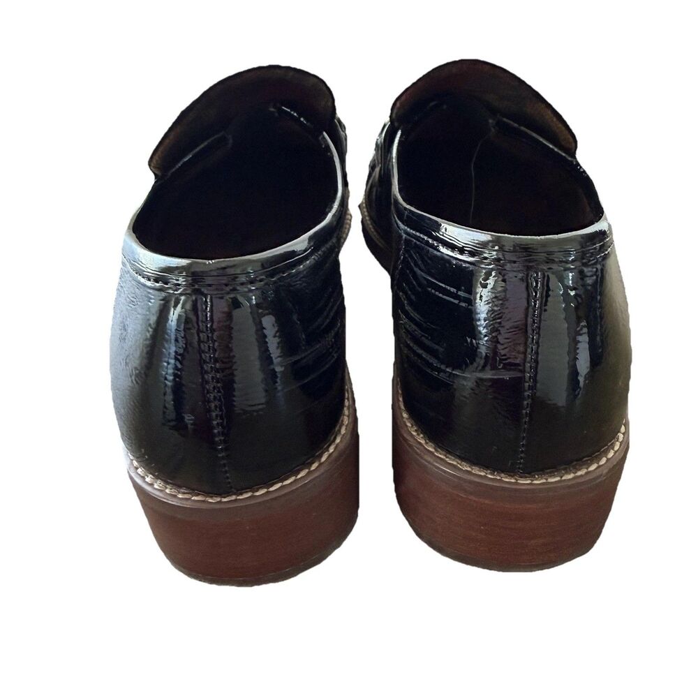 Korks Florence Bit Loafers Women Size 8.5M Black Patent Brass Horsebit Detail - Picture 4 of 7